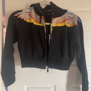 Marcelo Burlon Kids Black Jacket with Colorful Wing Design